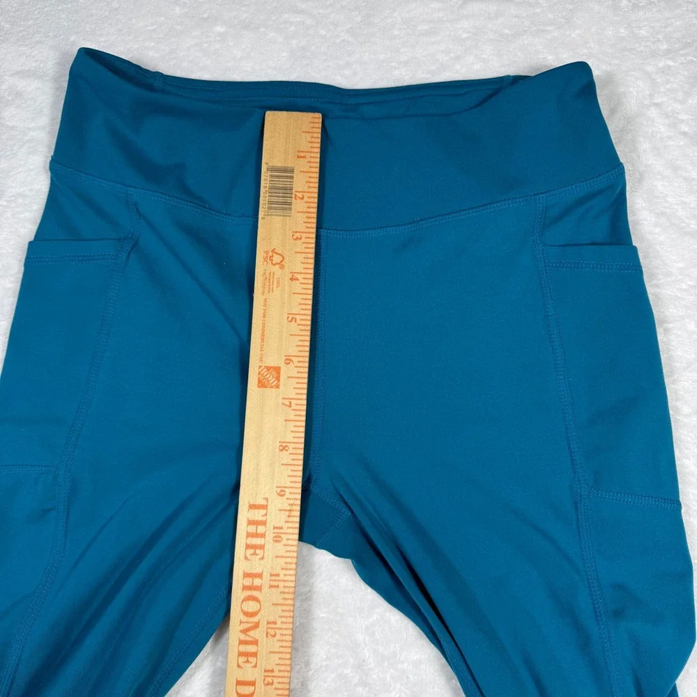 Reebok Youth Girls XL 14/16 Teal Blue Performance Leggings with Side Pockets